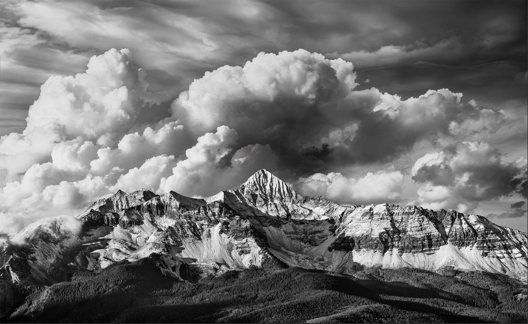 Black and white photo of Wilson Peak San Juan Mountains near Telluride