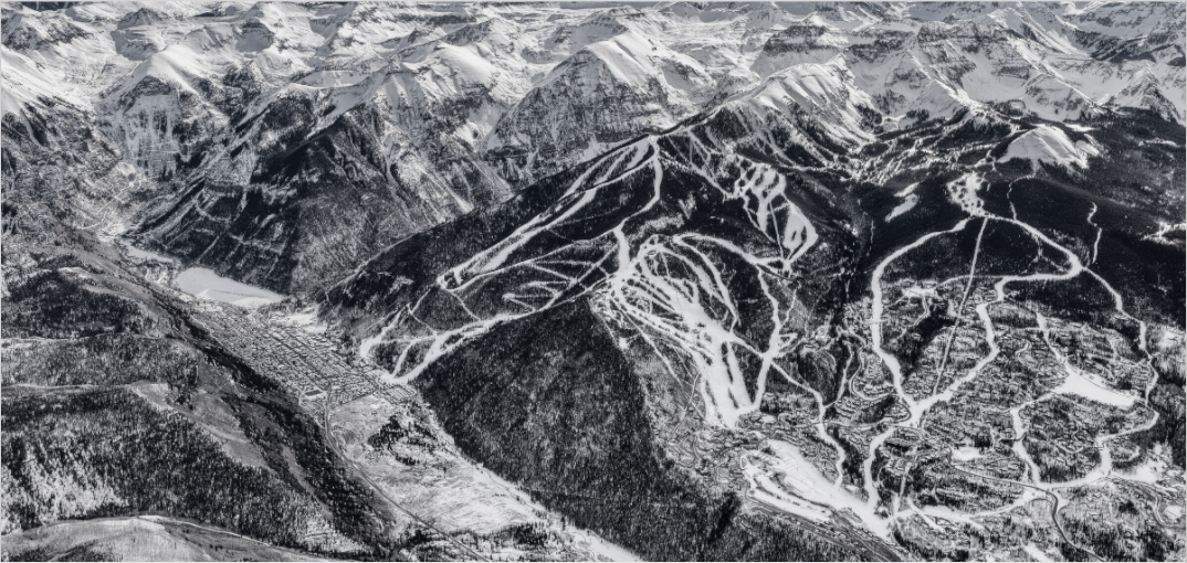 Aerial image of Telluride Ski Resort map photograph framed