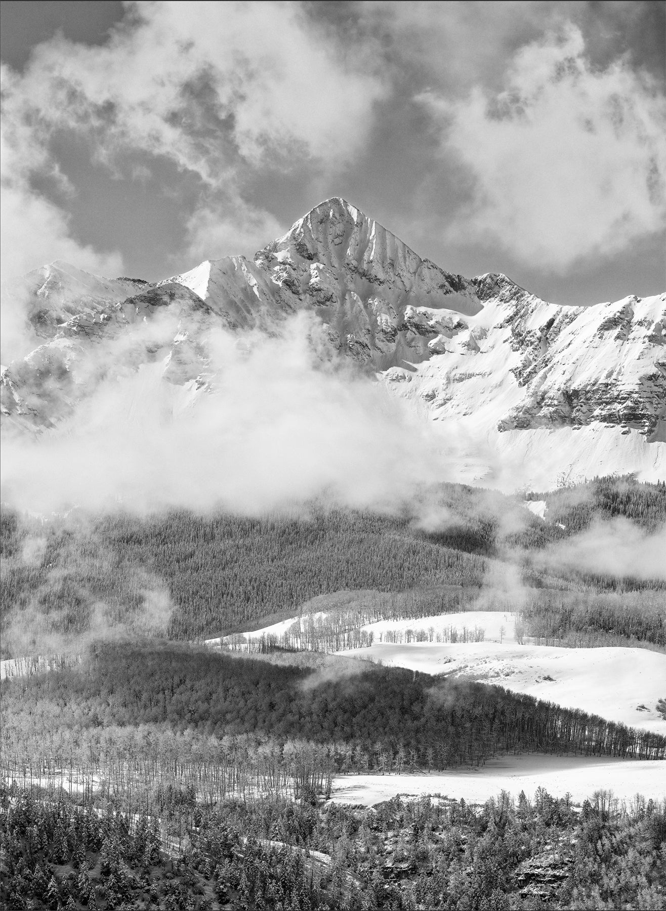 Wilson Peak Morning Clouds BW