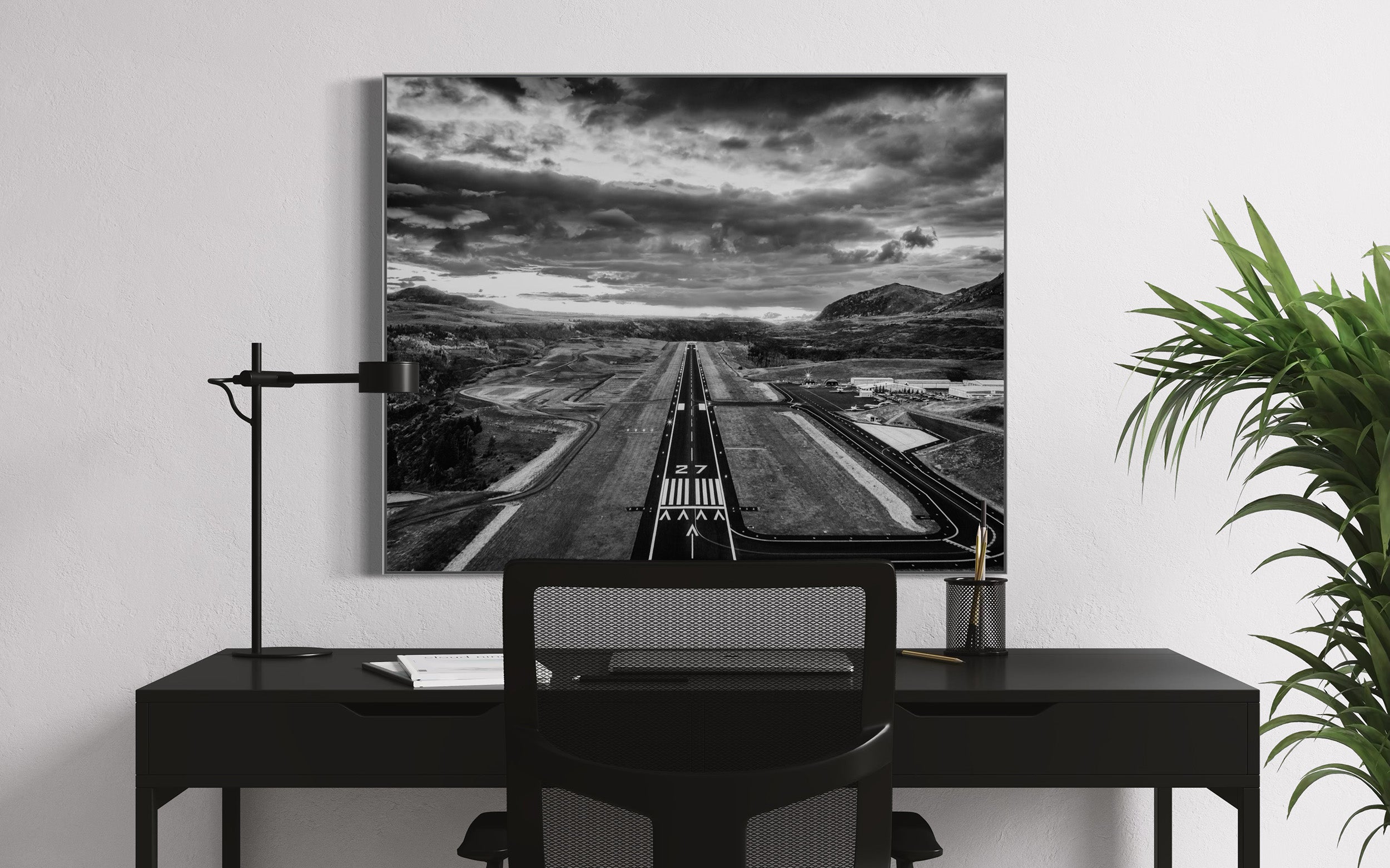 Telluride airport pic rwy 27 professional photograph in office setting 